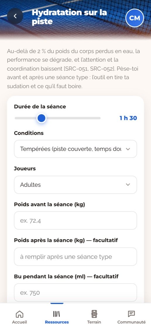 L’outil hydratation sur téléphone